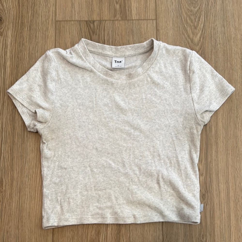 Aritzia TNA Light Gray Cropped Tee